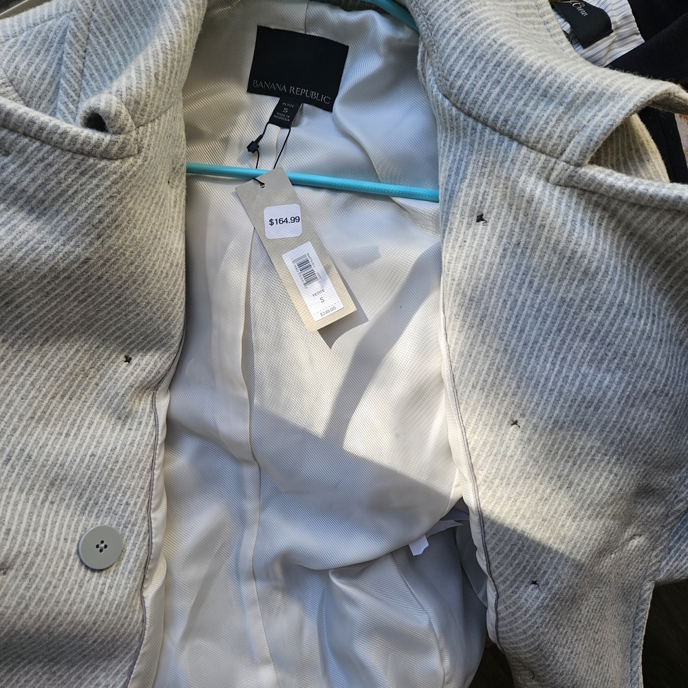 Banana Republic Women's Light Gray Pea Coat - Picture 5 of 10
